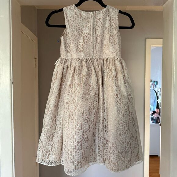 SZ 8 Girls Elegant Cream Lace Kids Dress - Picture 5 of 8